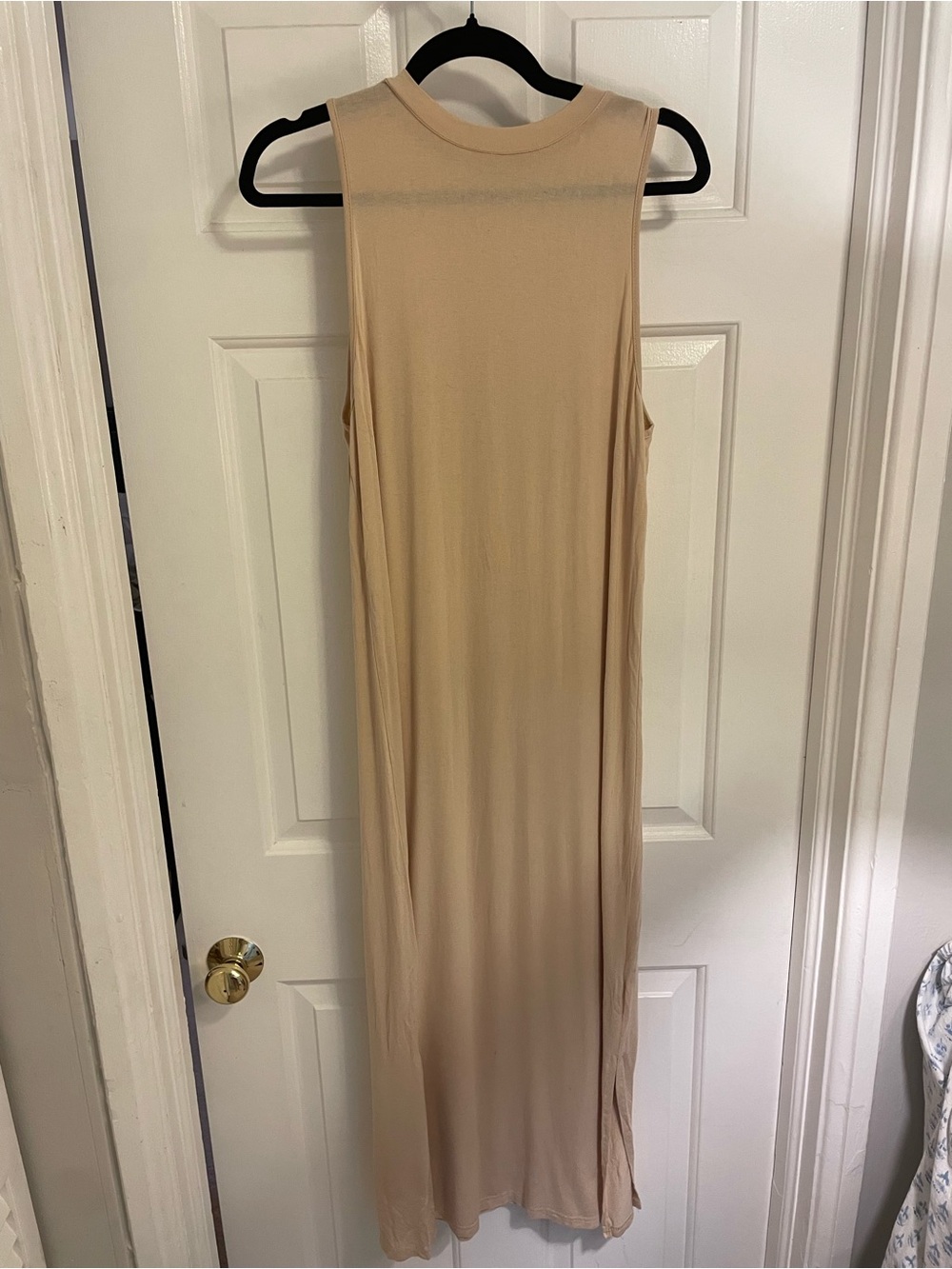 Sleeveless Beige Maxi Dress - Neutral Tank Style